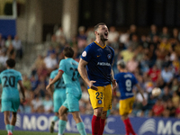 Diego Alende of FC Andorra is in action during the Primera RFEF 2024-2025 match between FC Andorra and FC Barcelona Atletic at Estadi Nacion...