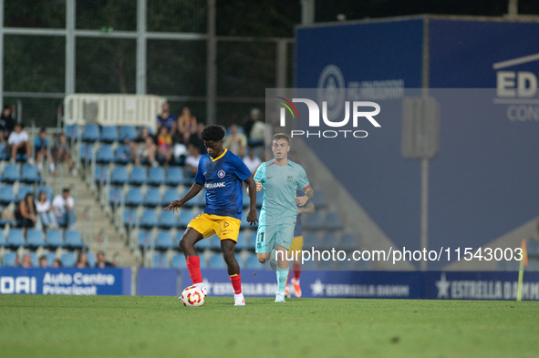 Ndiaye of FC Andorra is in action during the Primera RFEF 2024-2025 match between FC Andorra and FC Barcelona Atletic at Estadi Nacional d'A...