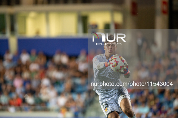 Diego Kochen of FC Futbol Club Barcelona Atletic is in action during the Primera RFEF 2024-2025 match between FC Andorra and FC Barcelona At...