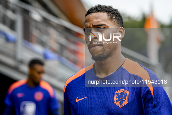 Netherlands player Jurrien Timber participates in the training and press conference for the Netherlands Nations League season 2024-2025 at t...