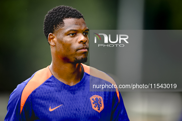 Netherlands player Denzel Dumfries participates in the training and press conference for the Netherlands Nations League season 2024-2025 at...