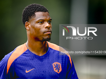 Netherlands player Denzel Dumfries participates in the training and press conference for the Netherlands Nations League season 2024-2025 at...