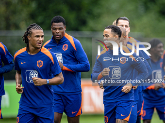 Netherlands player Nathan Ake and Netherlands player Justin Kluivert during the training and press conference for the Netherlands Nations Le...