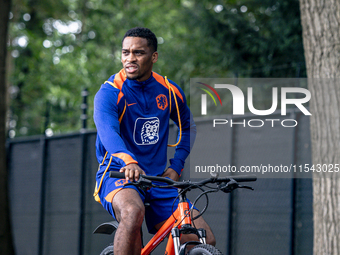 Netherlands player Jurrien Timber participates in the training and press conference for the Netherlands Nations League season 2024-2025 at t...