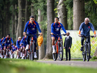 Netherlands goalkeeper Nick Olij and Netherlands player Justin Kluivert during the training and press conference for the Netherlands Nations...