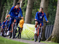 Netherlands goalkeeper Nick Olij and Netherlands player Justin Kluivert during the training and press conference for the Netherlands Nations...