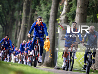 Netherlands goalkeeper Nick Olij and Netherlands player Justin Kluivert during the training and press conference for the Netherlands Nations...