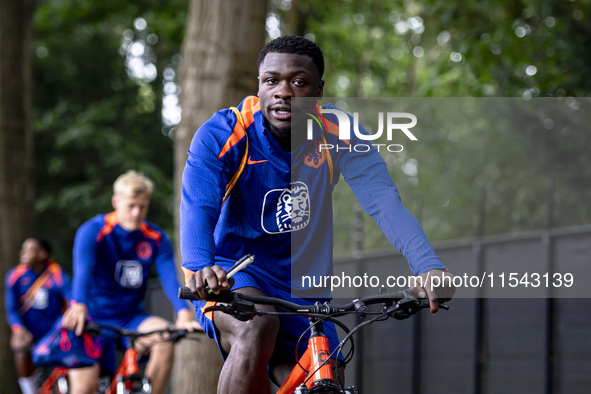 Netherlands player Brian Brobbey participates in the training and press conference for the Netherlands Nations League season 2024-2025 at th...