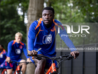 Netherlands player Brian Brobbey participates in the training and press conference for the Netherlands Nations League season 2024-2025 at th...