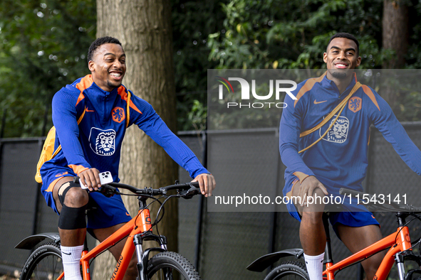 Netherlands player Quinten Timber and Netherlands player Ryan Gravenberch during the training and press conference for the Netherlands Natio...