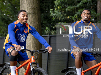 Netherlands player Quinten Timber and Netherlands player Ryan Gravenberch during the training and press conference for the Netherlands Natio...