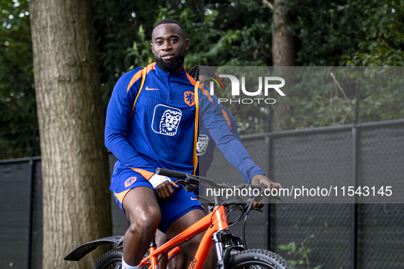 Netherlands player Lutsharel Geertruida participates in the training and press conference for the Netherlands Nations League season 2024-202...