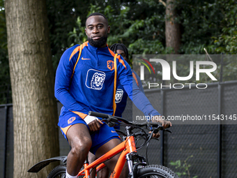 Netherlands player Lutsharel Geertruida participates in the training and press conference for the Netherlands Nations League season 2024-202...