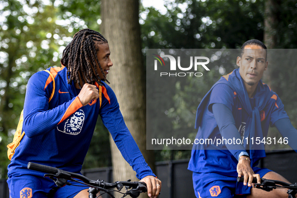 Netherlands player Nathan Ake and Netherlands player Virgil van Dijk during the training and press conference for the Netherlands Nations Le...