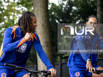 Netherlands player Nathan Ake and Netherlands player Virgil van Dijk during the training and press conference for the Netherlands Nations Le...