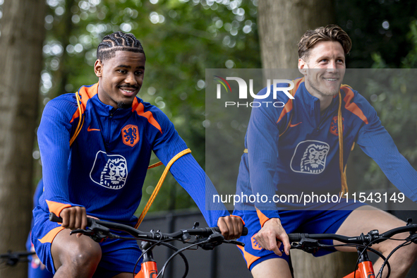 Netherlands players Jorrel Hato and Wout Weghorst during the training and press conference for the Netherlands Nations League season 2024-20...