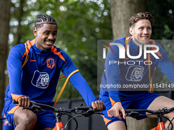 Netherlands players Jorrel Hato and Wout Weghorst during the training and press conference for the Netherlands Nations League season 2024-20...