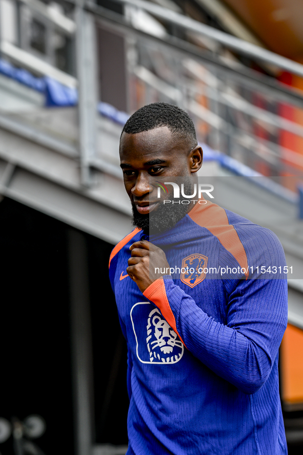 Netherlands player Lutsharel Geertruida participates in the training and press conference for the Netherlands Nations League season 2024-202...