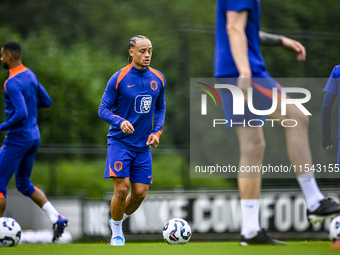 Netherlands player Xavi Simons participates in the training and press conference for the Netherlands Nations League season 2024-2025 at the...