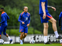 Netherlands player Xavi Simons participates in the training and press conference for the Netherlands Nations League season 2024-2025 at the...