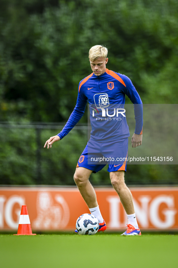 Netherlands player Jan Paul van Hecke participates in the training and press conference for the Netherlands Nations League season 2024-2025...