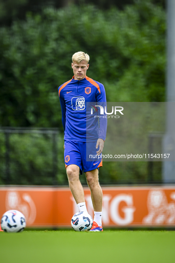 Netherlands player Jan Paul van Hecke participates in the training and press conference for the Netherlands Nations League season 2024-2025...