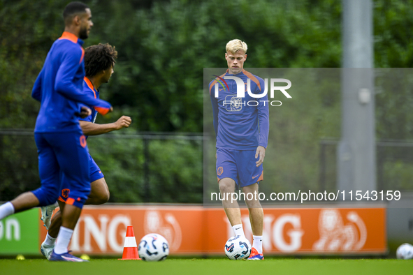 Netherlands player Jan Paul van Hecke participates in the training and press conference for the Netherlands Nations League season 2024-2025...