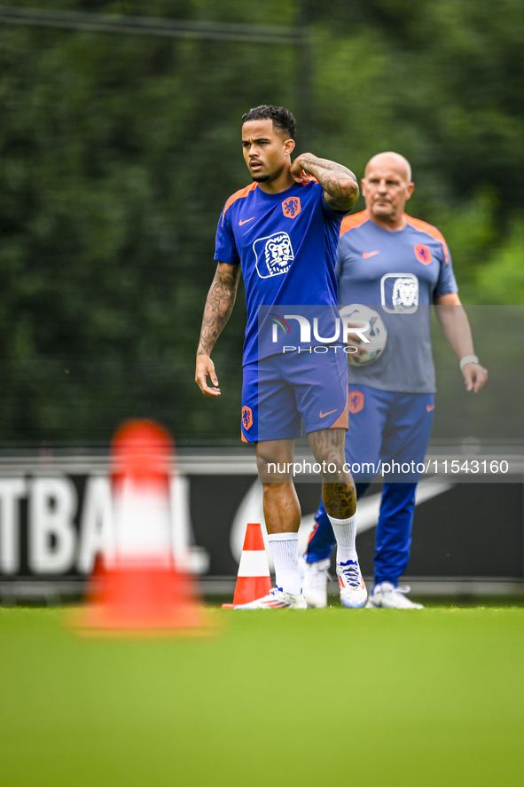 Netherlands player Justin Kluivert participates in the training and press conference for the Netherlands Nations League season 2024-2025 at...