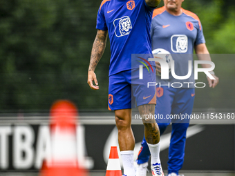 Netherlands player Justin Kluivert participates in the training and press conference for the Netherlands Nations League season 2024-2025 at...