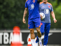 Netherlands player Justin Kluivert participates in the training and press conference for the Netherlands Nations League season 2024-2025 at...