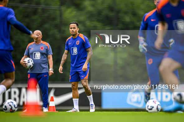 Netherlands player Justin Kluivert participates in the training and press conference for the Netherlands Nations League season 2024-2025 at...