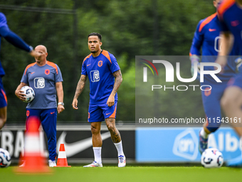 Netherlands player Justin Kluivert participates in the training and press conference for the Netherlands Nations League season 2024-2025 at...