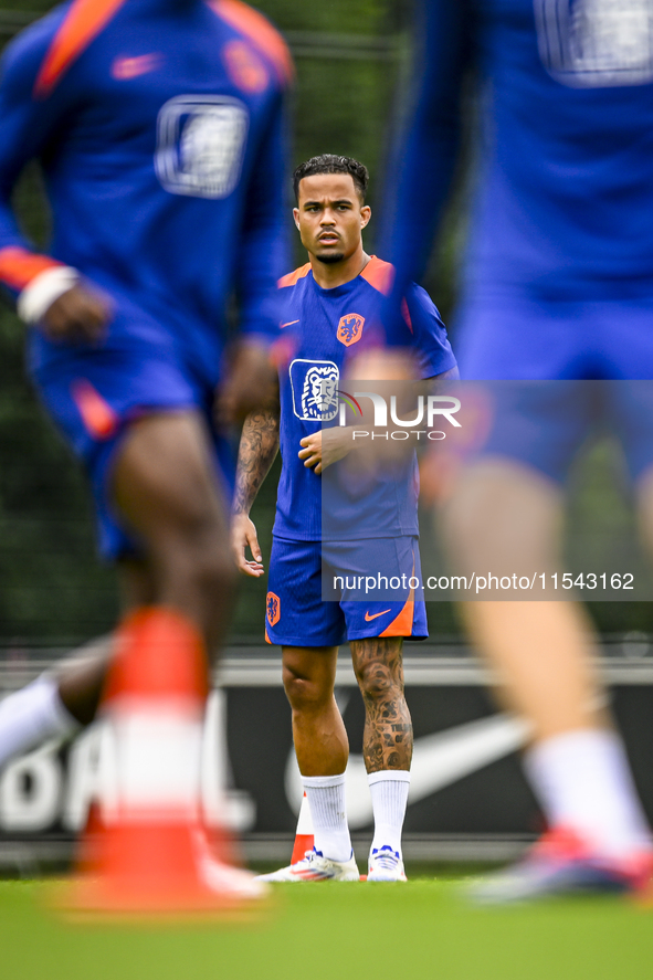 Netherlands player Justin Kluivert participates in the training and press conference for the Netherlands Nations League season 2024-2025 at...