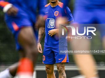 Netherlands player Justin Kluivert participates in the training and press conference for the Netherlands Nations League season 2024-2025 at...