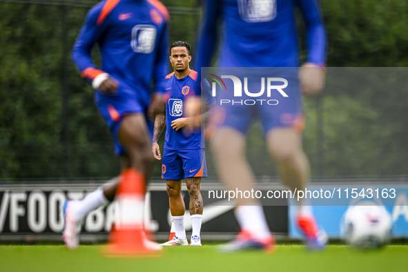 Netherlands player Justin Kluivert participates in the training and press conference for the Netherlands Nations League season 2024-2025 at...