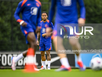 Netherlands player Justin Kluivert participates in the training and press conference for the Netherlands Nations League season 2024-2025 at...