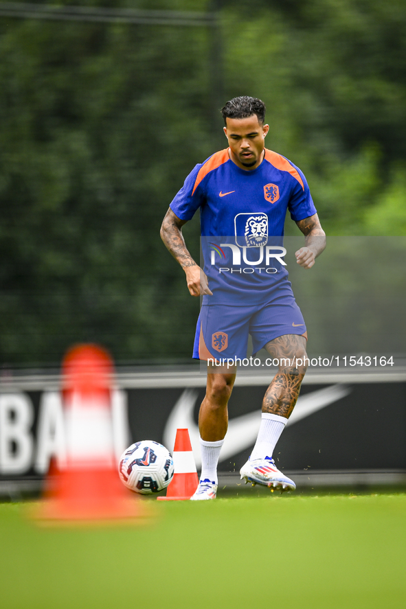 Netherlands player Justin Kluivert participates in the training and press conference for the Netherlands Nations League season 2024-2025 at...