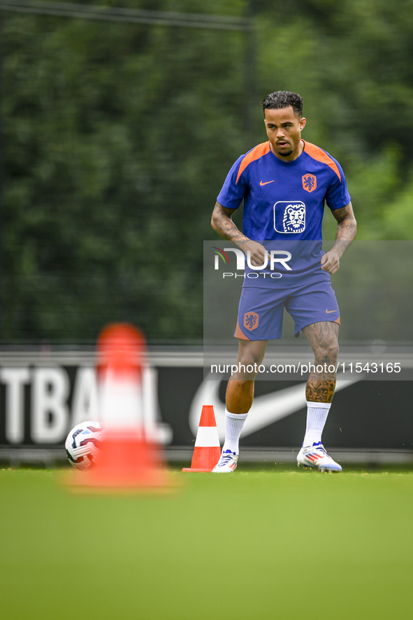 Netherlands player Justin Kluivert participates in the training and press conference for the Netherlands Nations League season 2024-2025 at...