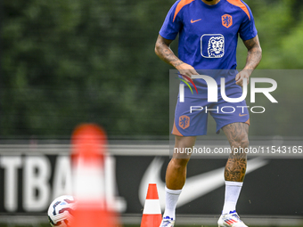 Netherlands player Justin Kluivert participates in the training and press conference for the Netherlands Nations League season 2024-2025 at...