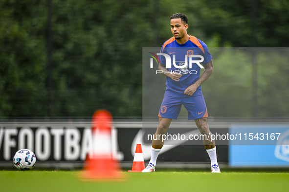 Netherlands player Justin Kluivert participates in the training and press conference for the Netherlands Nations League season 2024-2025 at...