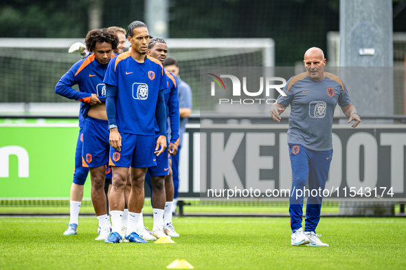 Netherlands player Virgil van Dijk participates in the training and press conference for the Netherlands Nations League season 2024-2025 at...