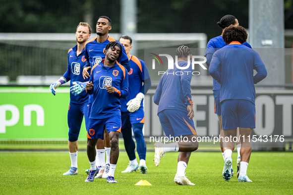 Netherlands player Jeremie Frimpong participates in the training and press conference for the Netherlands Nations League season 2024-2025 at...