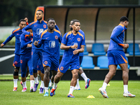 Netherlands players Cody Gakpo, Brian Brobbey, and Jurrien Timber during the training and press conference for the Netherlands Nations Leagu...