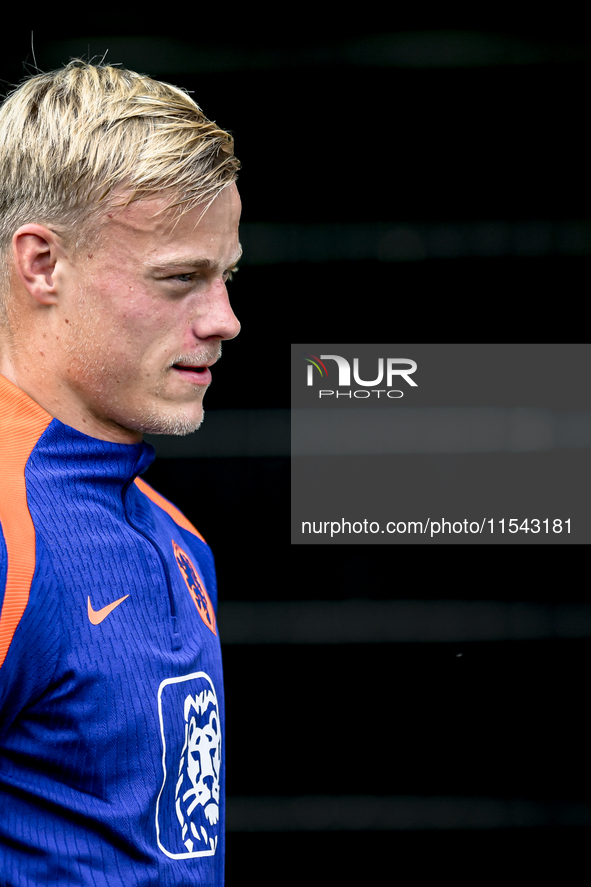 Netherlands player Jan Paul van Hecke participates in the training and press conference for the Netherlands Nations League season 2024-2025...