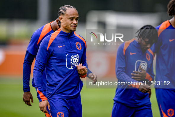 Netherlands player Xavi Simons participates in the training and press conference for the Netherlands Nations League season 2024-2025 at the...