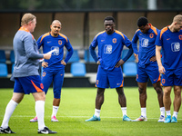 Netherlands player Donyell Malen and Netherlands player Brian Brobbey during the training and press conference for the Netherlands Nations L...