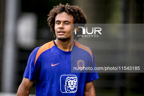 Netherlands player Joshua Zirkzee participates in the training and press conference for the Netherlands Nations League season 2024-2025 at t...