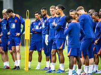 Netherlands goalkeeper Bart Verbruggen and Netherlands player Virgil van Dijk during the training and press conference for the Netherlands N...