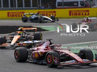 Charles Leclerc of Monaco drives the (16) Scuderia Ferrari SF-24 Ferrari during the race of the Formula 1 Pirelli Gran Premio d'Italia 2024...