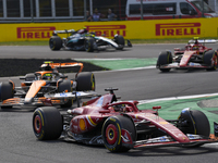 Charles Leclerc of Monaco drives the (16) Scuderia Ferrari SF-24 Ferrari during the race of the Formula 1 Pirelli Gran Premio d'Italia 2024...